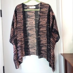 Vintage Havana batik dyed cover up black and pink sheer shawl one size